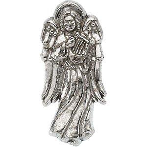 14k white 19x9 mm angel with harp lapel pin