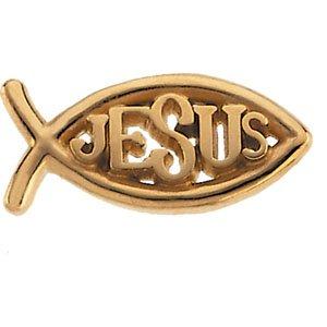 14k yellow 14x6 mm ichthus (fish) jesus lapel pin