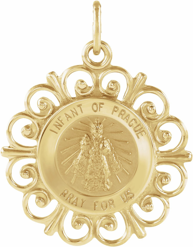 14k yellow 18 mm infant of prague medal