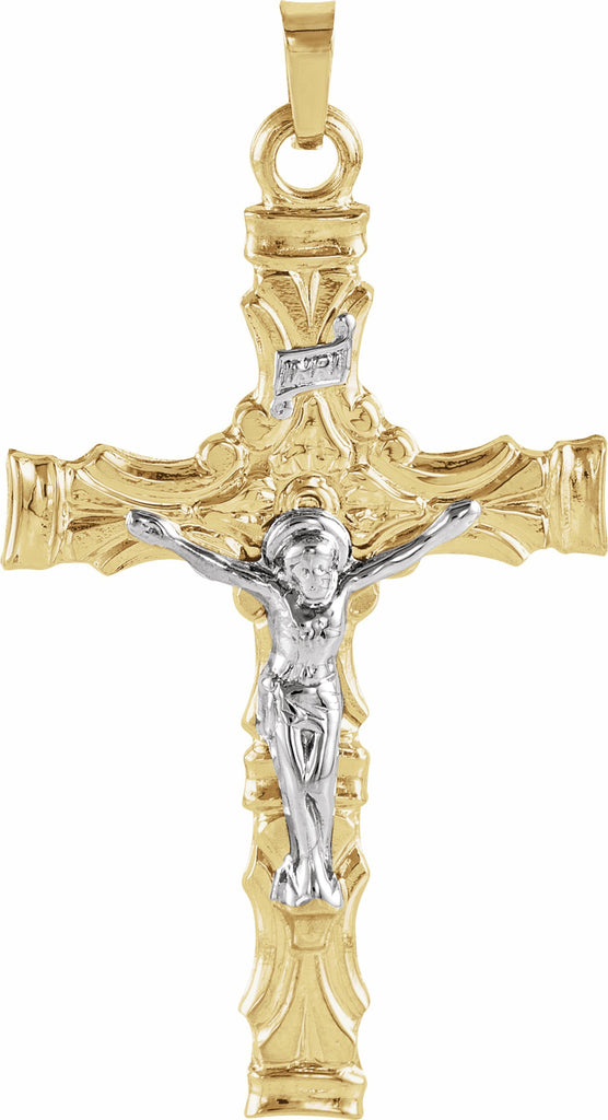 14k yellow & white 36x24 mm crucifix pendant