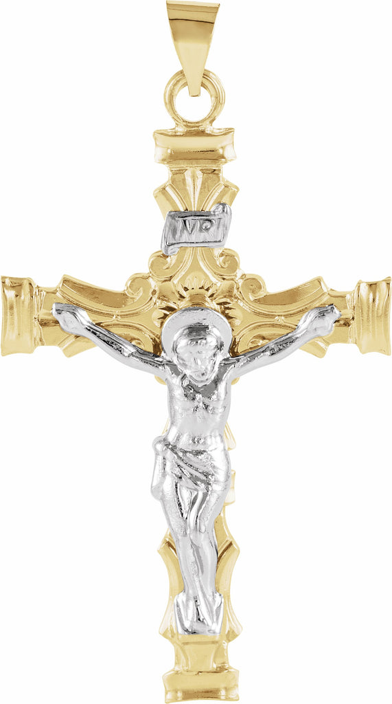 14k yellow & white 43.5x29.5 mm crucifix pendant