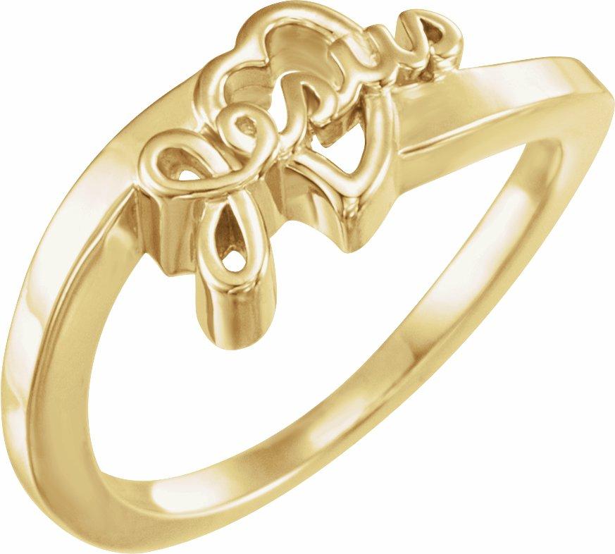 14k yellow youth jesus ring