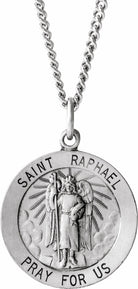 sterling silver 15 mm round st. raphael 18" necklace