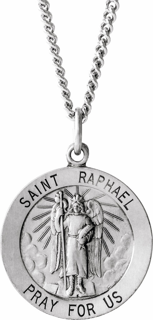 sterling silver 22 mm round st. raphael 24" necklace
