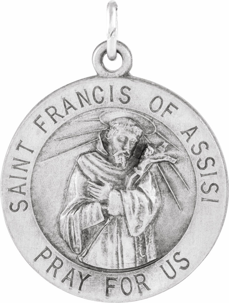 sterling silver 22 mm round st. francis of assisi medal 