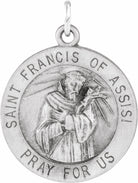 sterling silver 18 mm round st. francis of assisi medal 