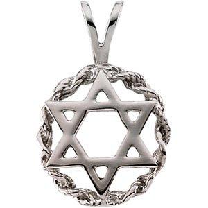 14k white 20x13 mm star of david pendant  