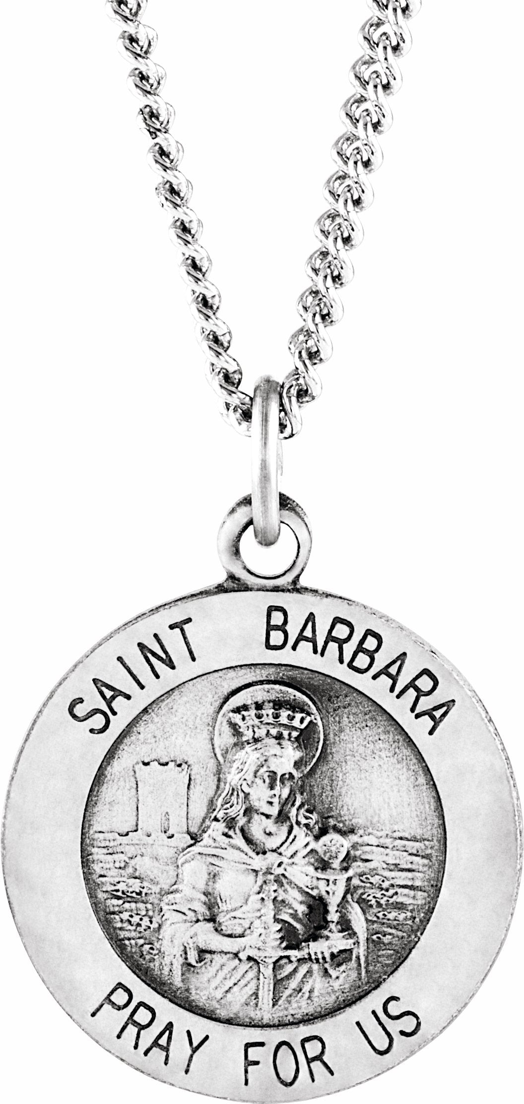 sterling silver 18 mm st. barbara medal