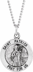 sterling silver 15 mm round st. patrick 18" necklace