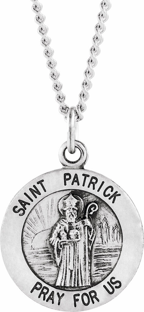 sterling silver 18 mm round st. patrick 18" necklace