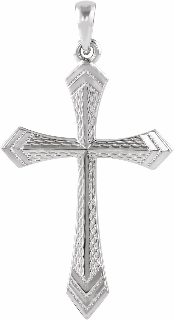 14k white 32x21 mm cross pendant 