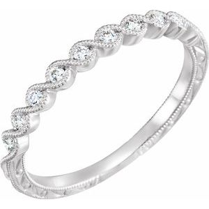 14k white 1/8 ctw diamond anniversary band    