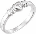 sterling silver heart & cross chastity ring size 6