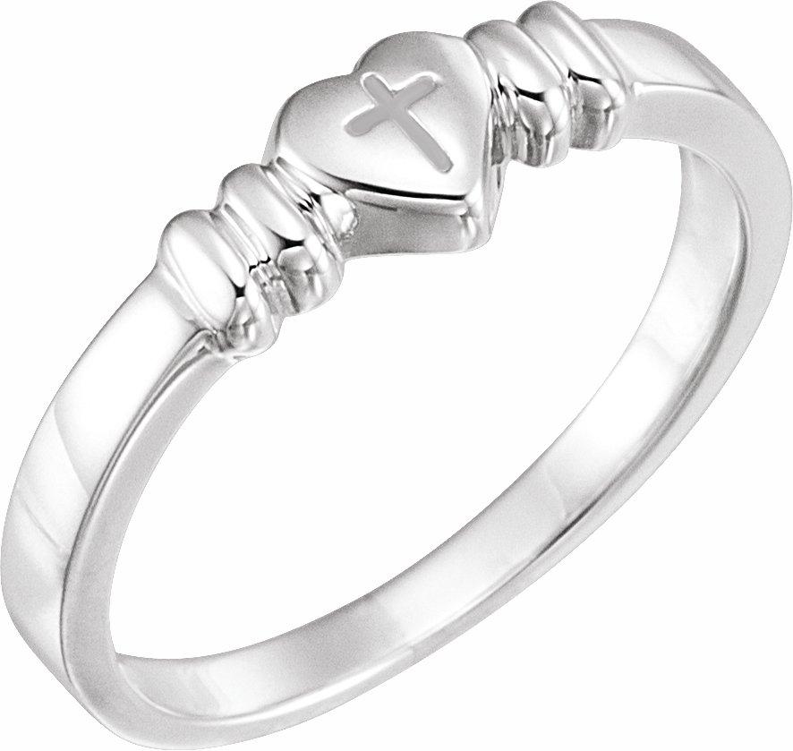 10k white heart & cross chastity ring size 6