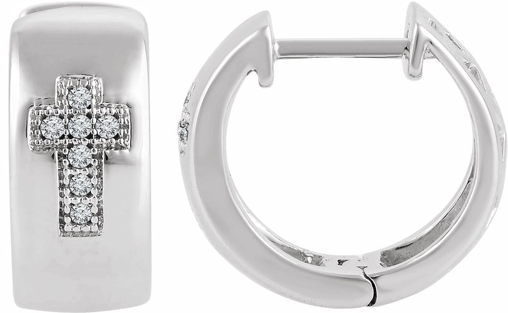 sterling silver .05 ctw diamond cross hoop earrings 