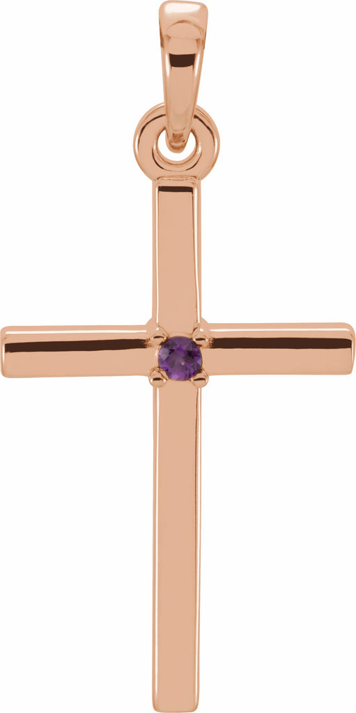 14k rose 22.65x11.4 mm amethyst cross pendant 