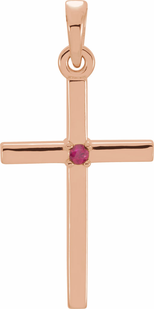 14k rose 22.65x11.4 mm ruby cross pendant 