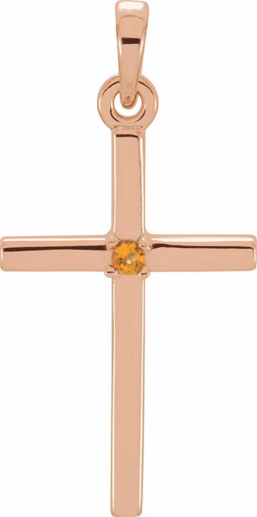 14k rose 22.65x11.4 mm citrine cross pendant 