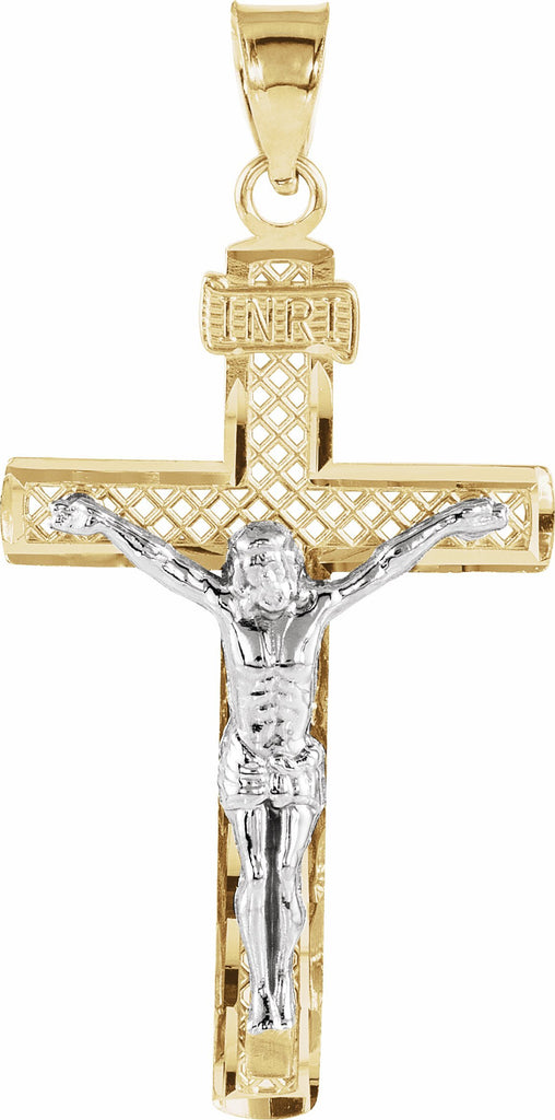 14k yellow & white 31x19.75 mm crucifix pendant  