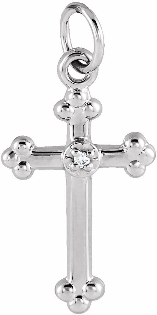 14k white .004 ctw diamond 14x11 mm cross pendant