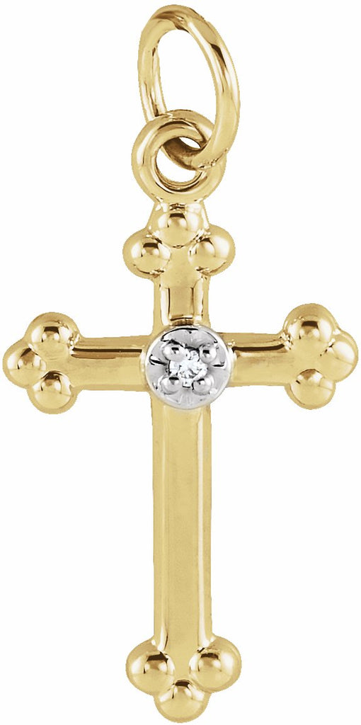 14k yellow/white .004 ctw diamond 14x11 mm cross pendant