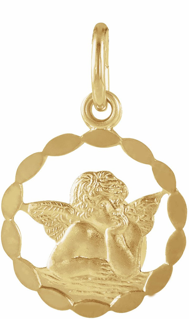 14k yellow 12 mm angel pendant