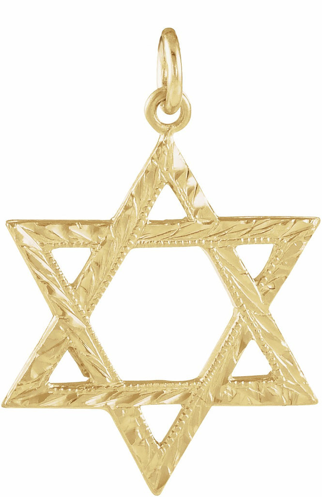 14k yellow 19.5x15 mm star of david pendant