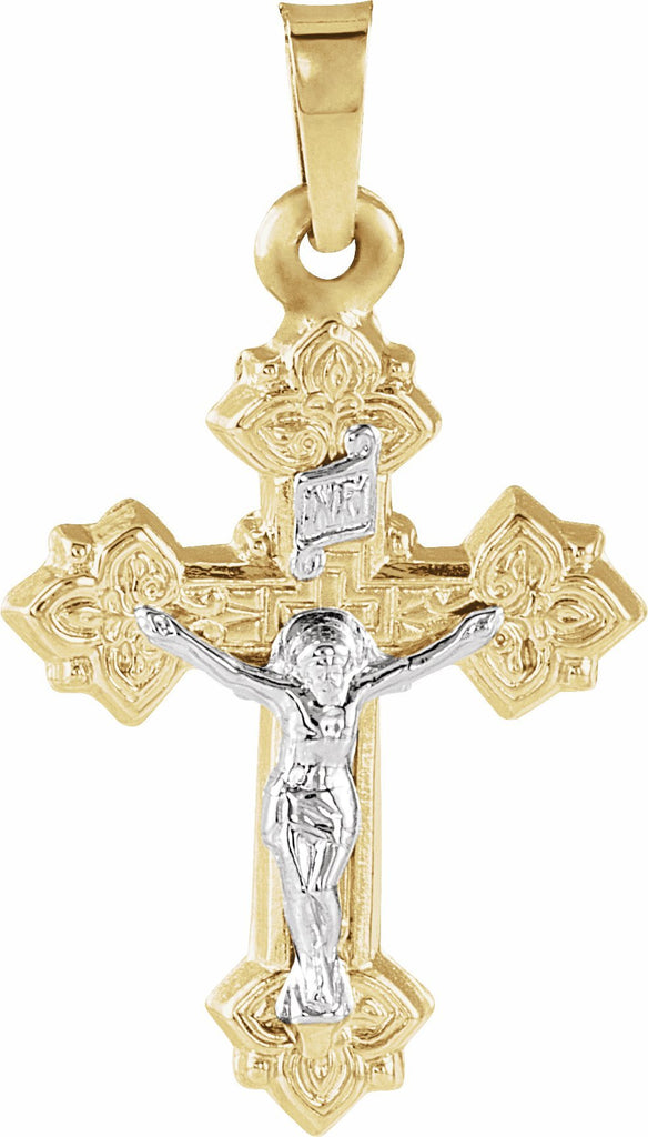 14k yellow & white 20x16 mm hollow crucifix pendant