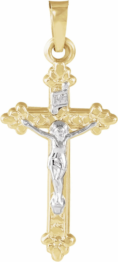 14k yellow & white 25.5x13.5 mm hollow crucifix pendant