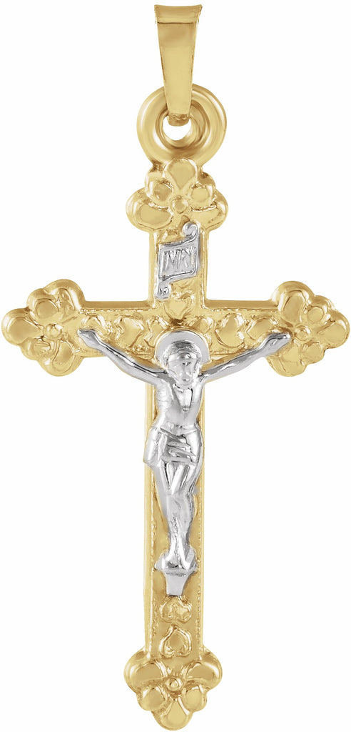 14k yellow & white 28x17 mm hollow crucifix pendant