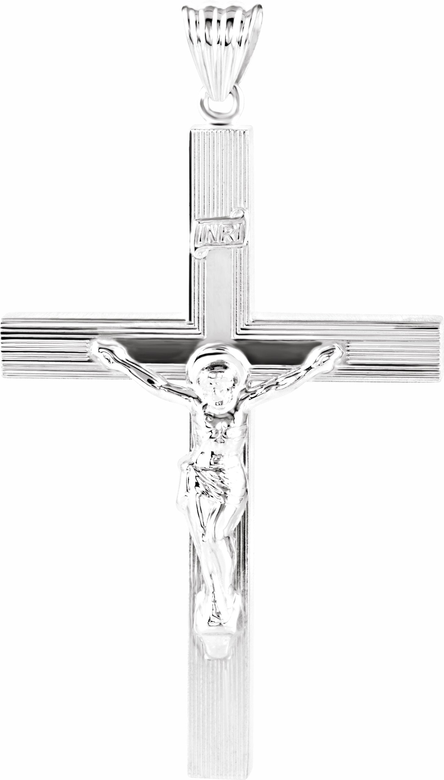 sterling silver 58x38 mm hollow crucifix pendant