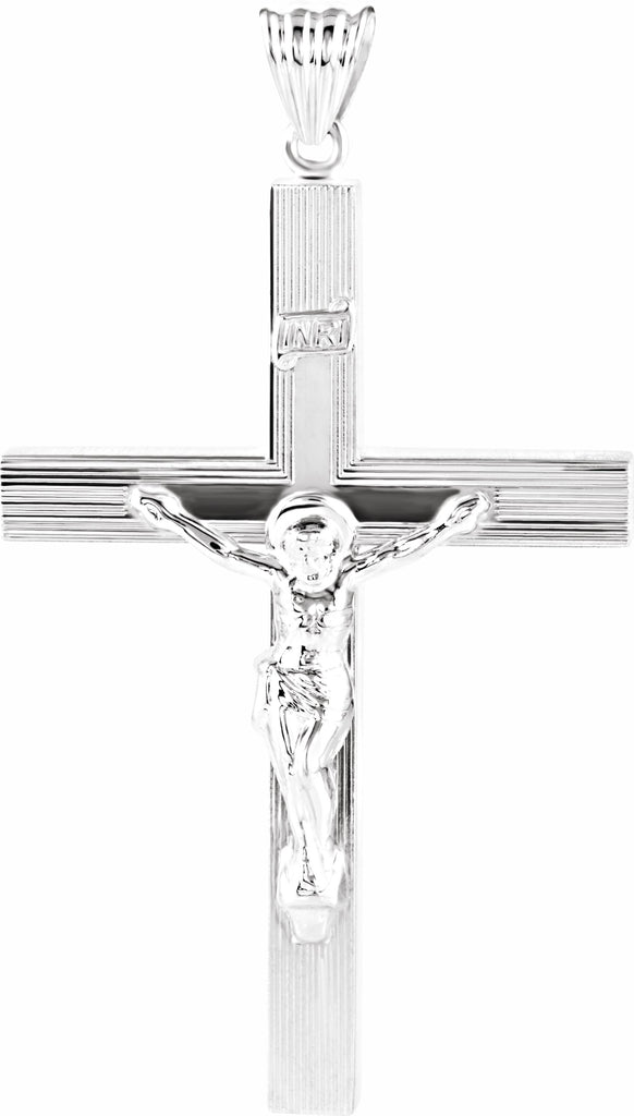 sterling silver 58x38 mm hollow crucifix pendant