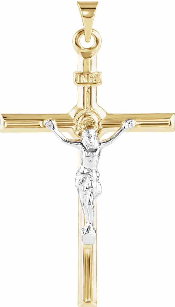 14k yellow & white 35.5x24 mm crucifix pendant