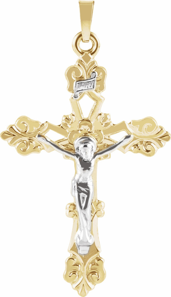 14k yellow & white 35x24.5 mm crucifix pendant 