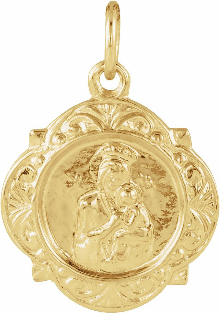 14k yellow 12.14x12.09 mm our lady of perpetual help medal