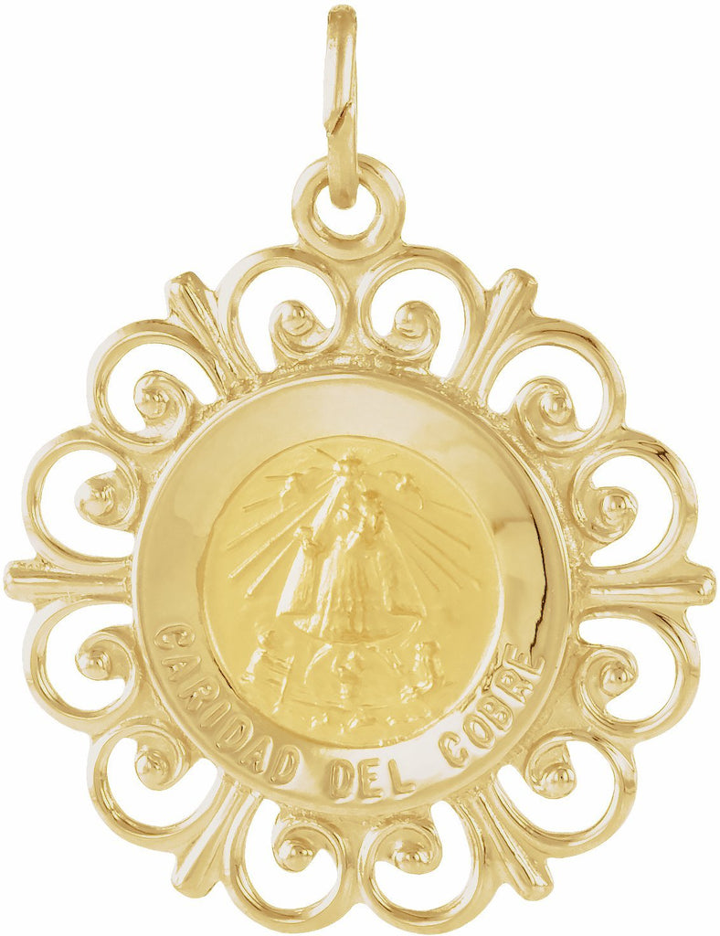 14k yellow 18 mm caridad del cobre medal