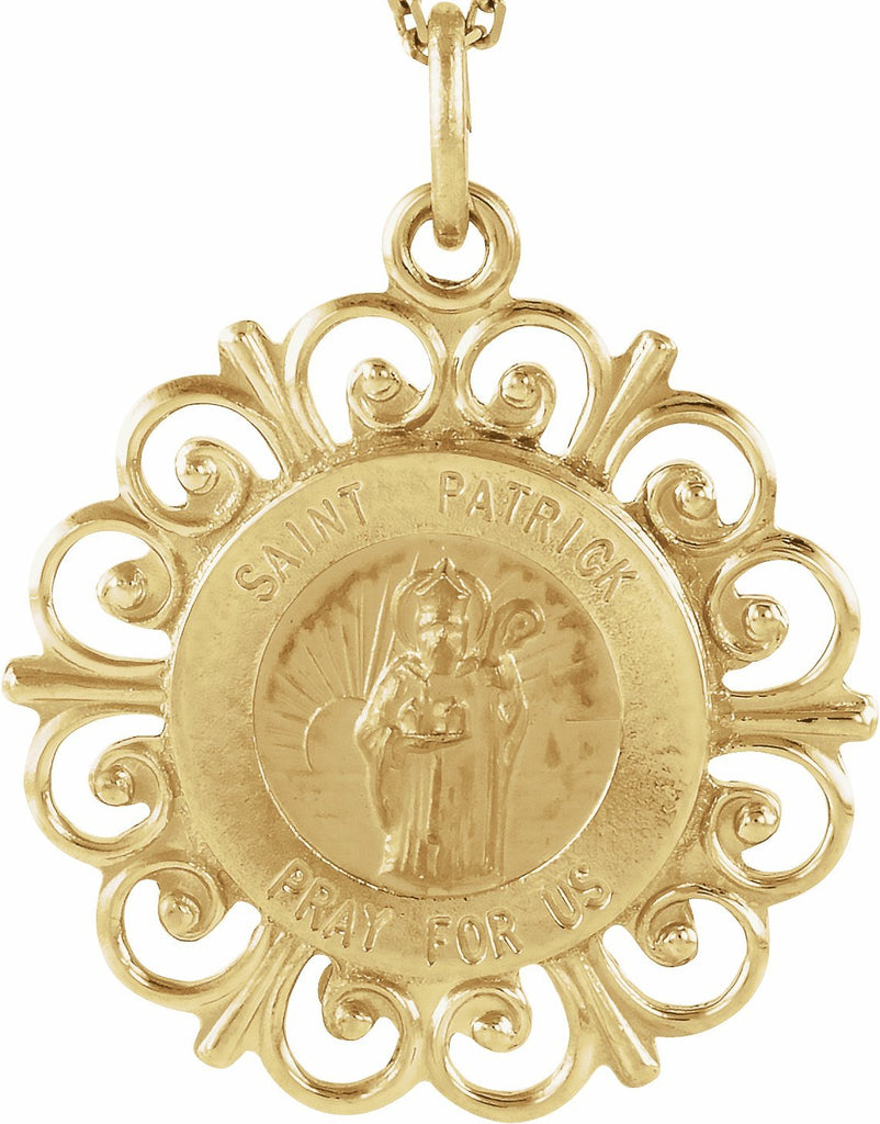 14k yellow 18 mm round st. patrick medal