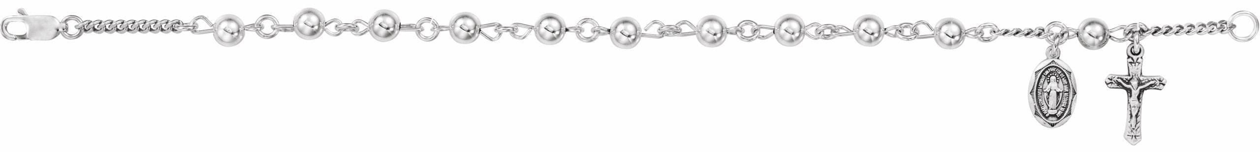 sterling silver ball rosary bracelet  