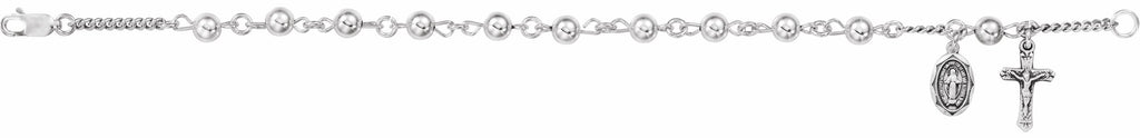 sterling silver ball rosary bracelet  