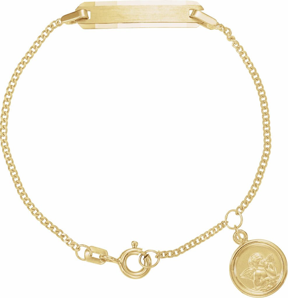 14k yellow youth identification 4.5" bracelet with angel charm 