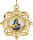 10k yellow 26x26 mm enameled st. theresa medal