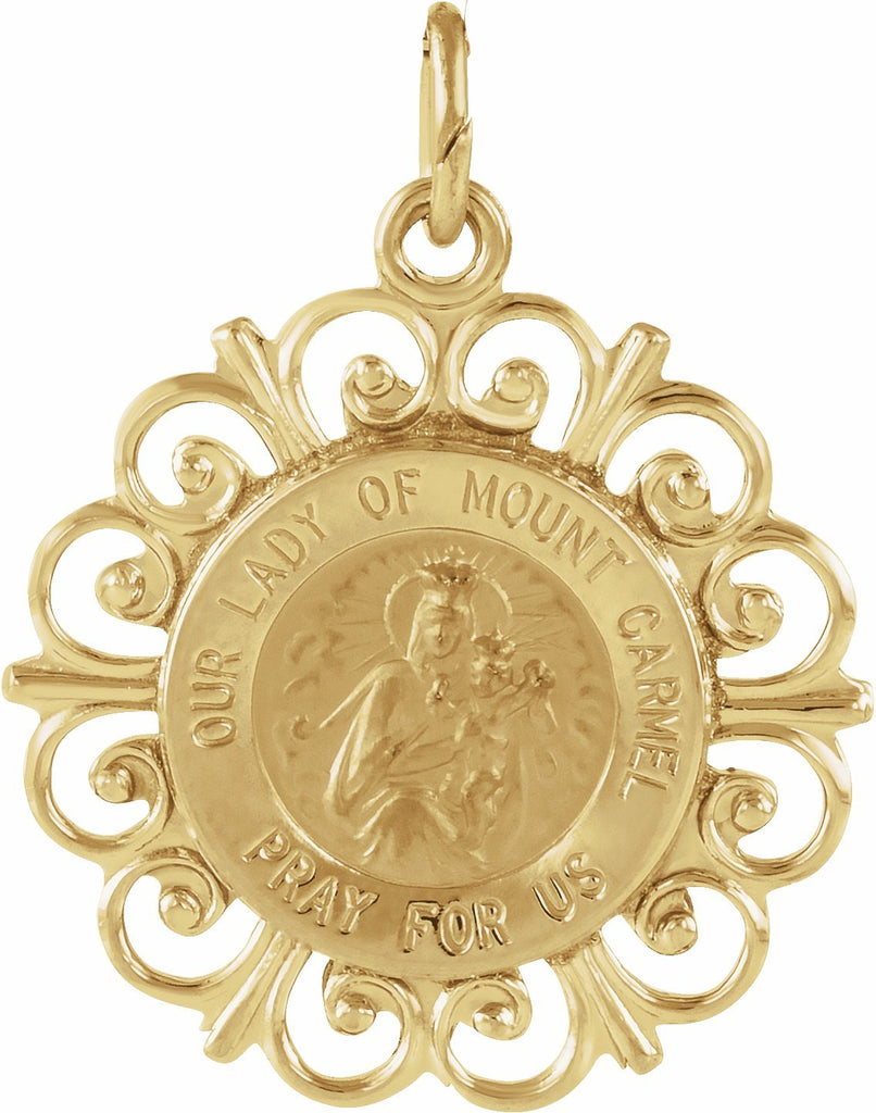 14k yellow 18 mm our lady of mount carmel medal