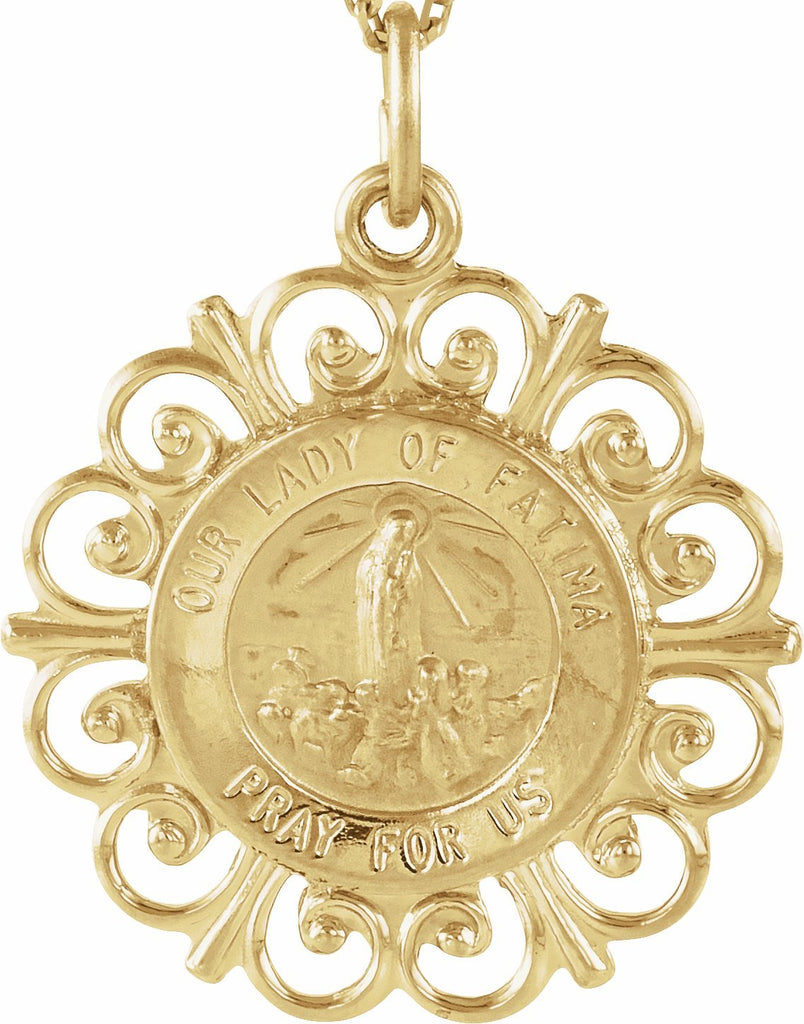 14k yellow 18 mm our lady of fatima medal