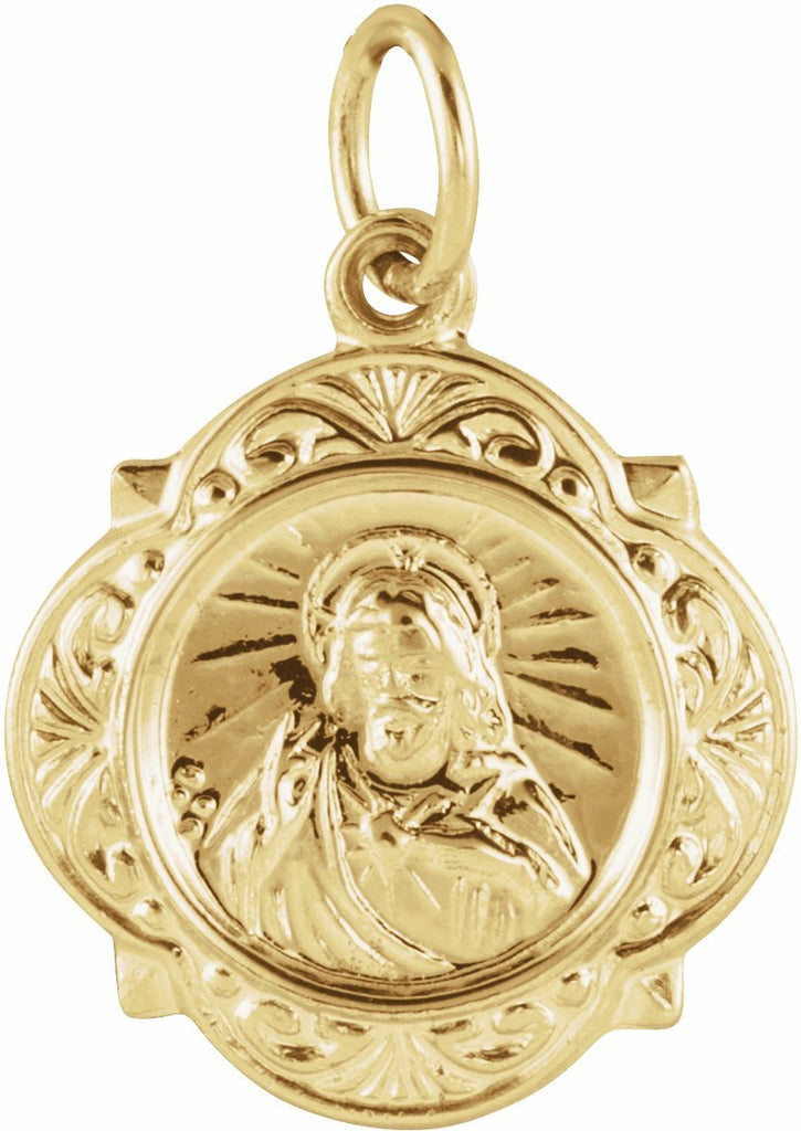 14k yellow 12.14x12.09 mm sacred heart of jesus medal