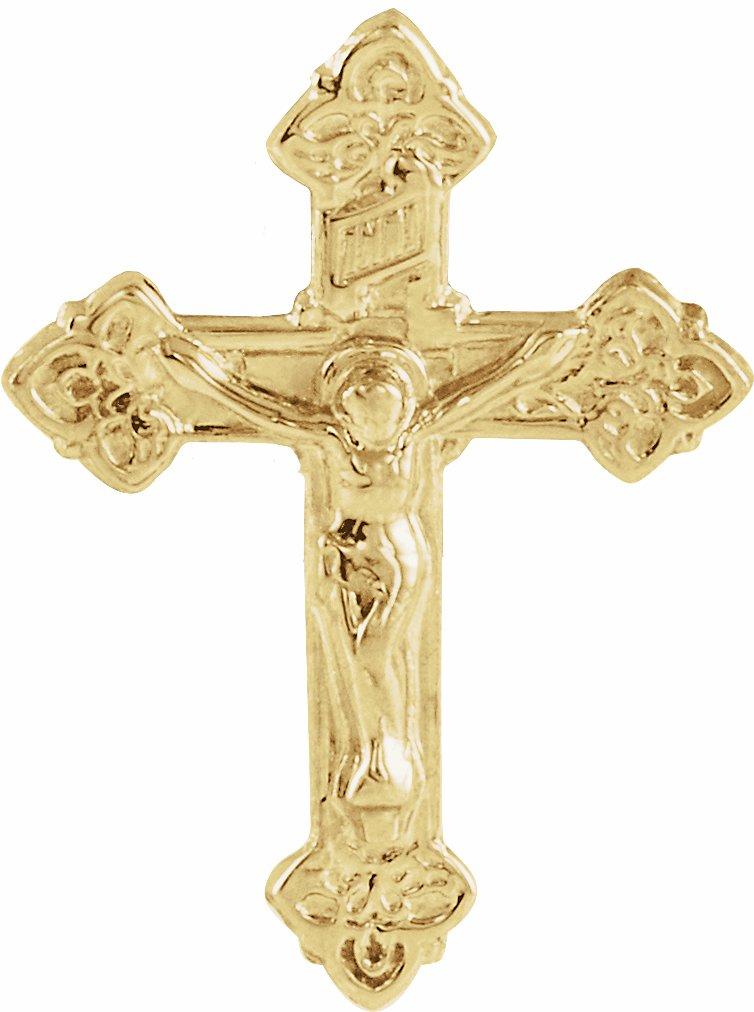 14k yellow 17.5x13 mm crucifix lapel pin