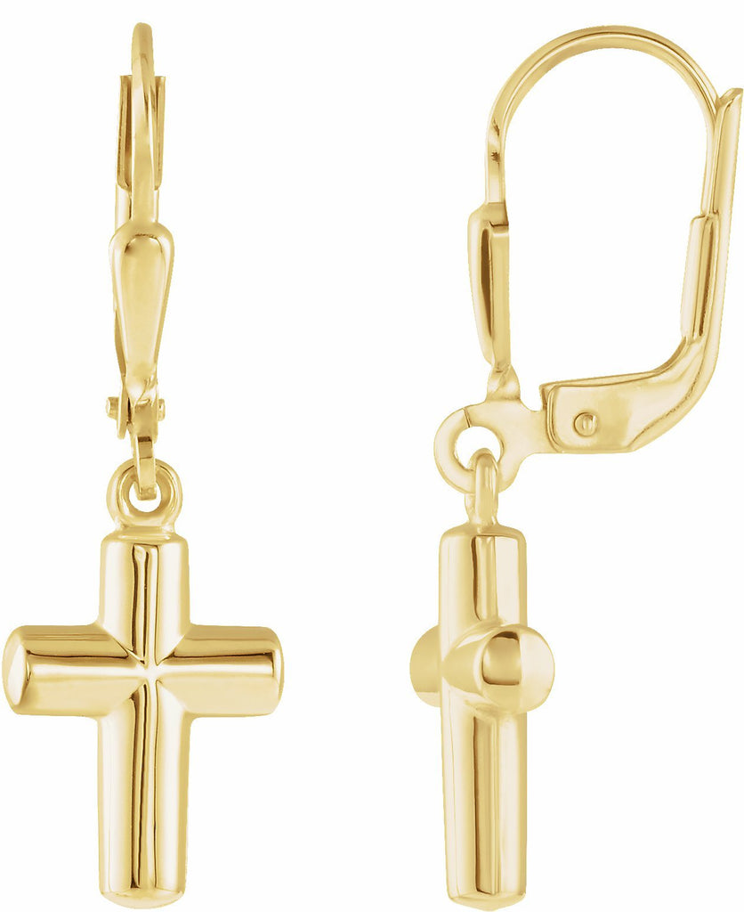 14k yellow 12x9 mm cross lever back earrings- pair