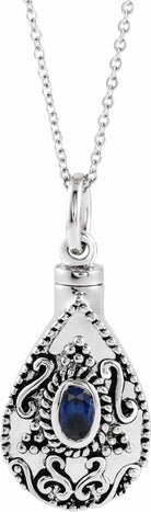 sterling silver 6x4 mm pear september ash holder birthstone 18" necklace