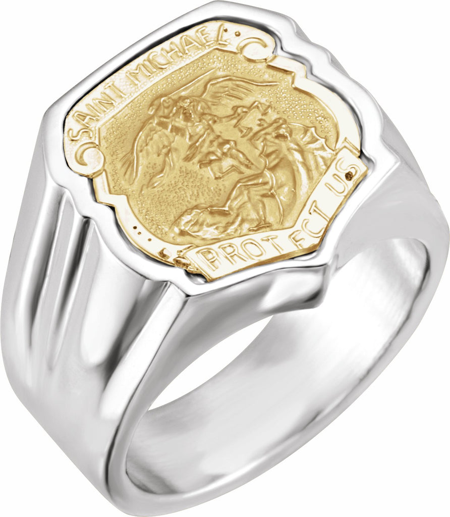 sterling silver st. michael badge ring 