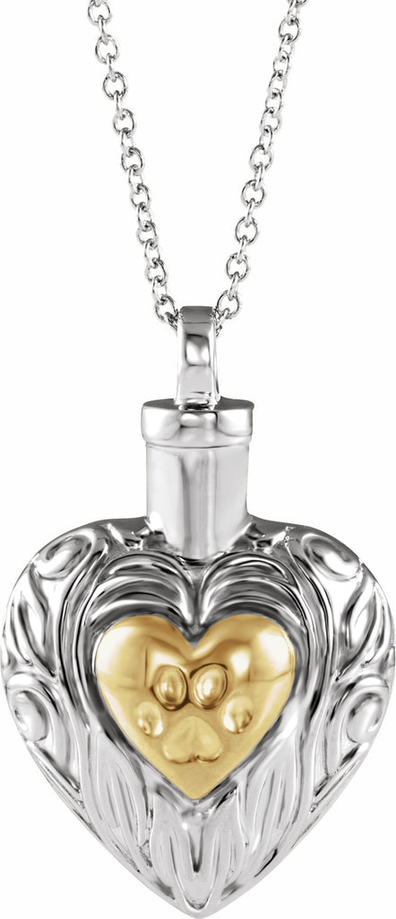 sterling silver pet heart ash holder 18" necklace