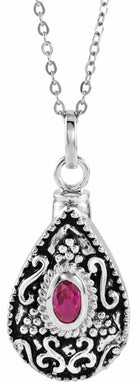 sterling silver 6x4 mm pear july ash holder birthstone 18" necklace